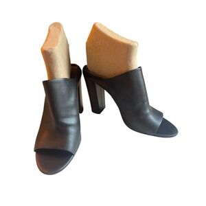 Vince‎ Alora Blk leather Block Heel Open Toe Mule slip on Shoes Women SZ 8
 39